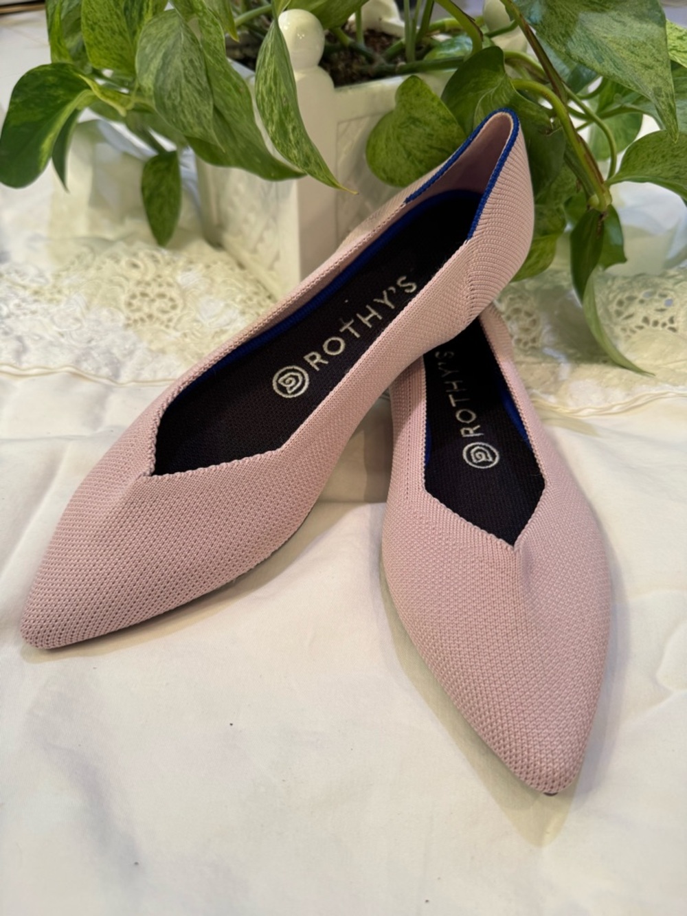 Rothy's Blush Pink Pointed V-Cut Flat
